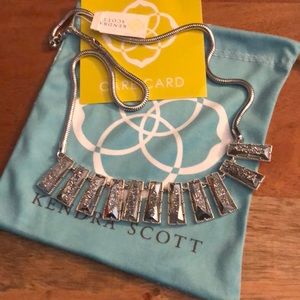 NWT KS Angelina Bib Necklace in Platinum Drusy